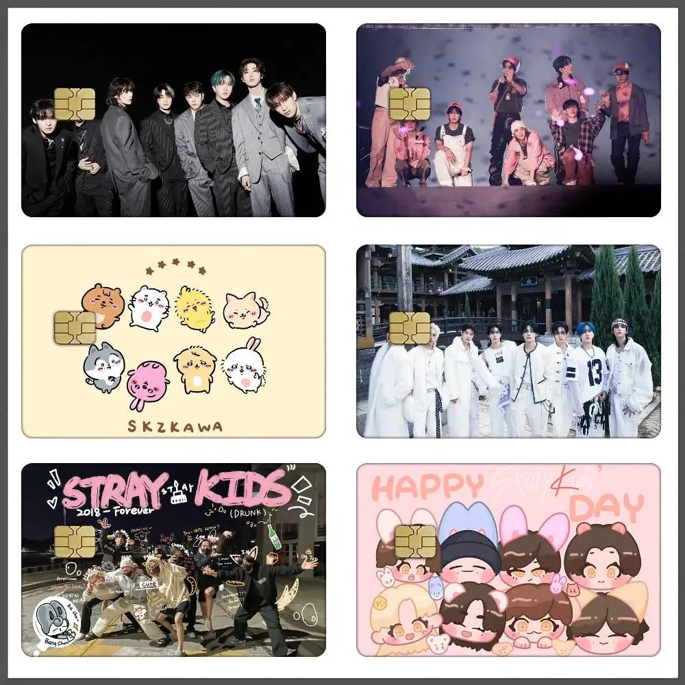 étui carte bancaire kpop strays moderne noir gris blanc personnes costumes formels minimaliste