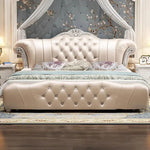 Lit de mariage en bleu avec matelas et couverture assortis