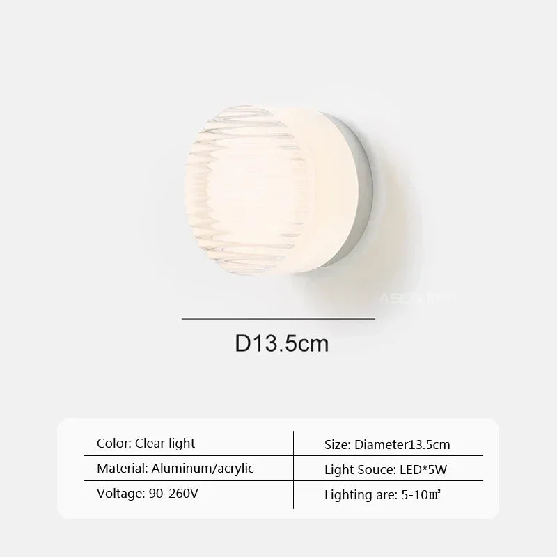 applique murale led moderne minimaliste transparent jaune gris fixée mur éclairage quotidien chambre salon
