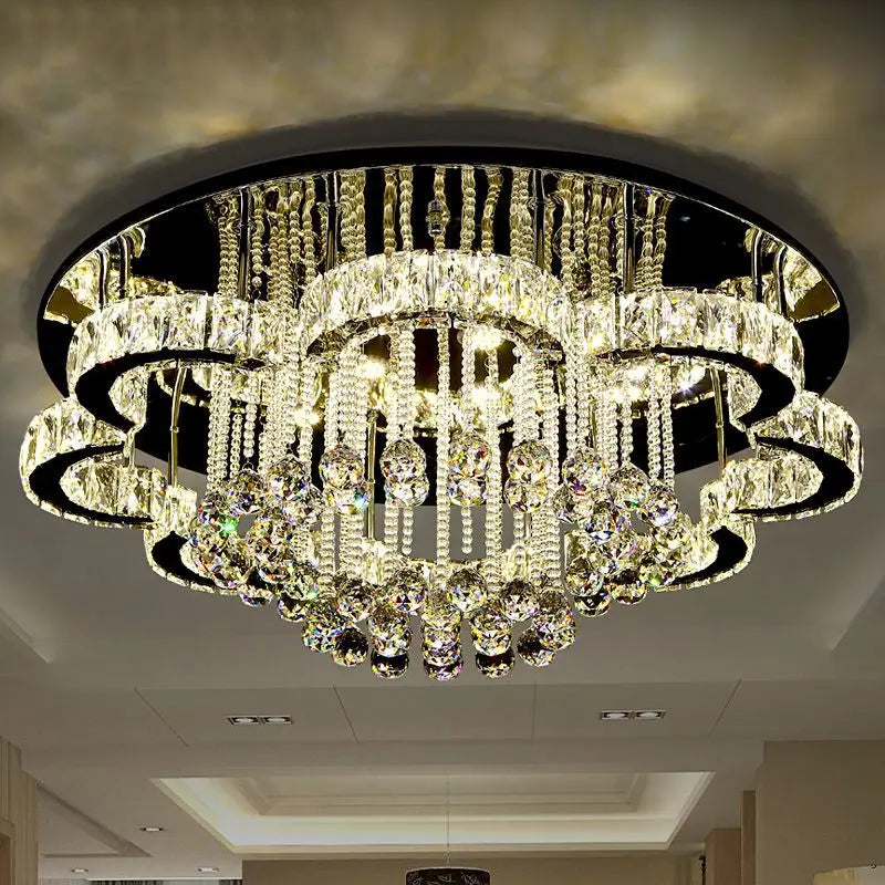 lustre cristal transparent classique éclairage salon lumière led moderne élégant six sources