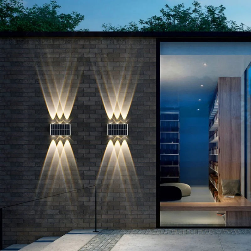 lampe murale solaire contemporaine noire blanche panneau solaire led 4w 6w 8w rgb lumière