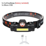 lampe frontale led noire blanc imprimée géométrique 1800lm modes aimant porte câble intégré camping
