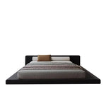 lit moderne noir 182x212cm oreiller coussin drap chambre minimaliste matériaux bois
