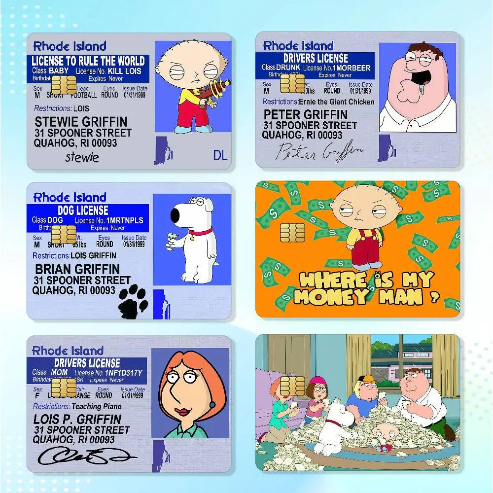 cartes d'identité personnalisées dessins animés adhésifs humour bleu blanc noir orageuses pochettes rangement