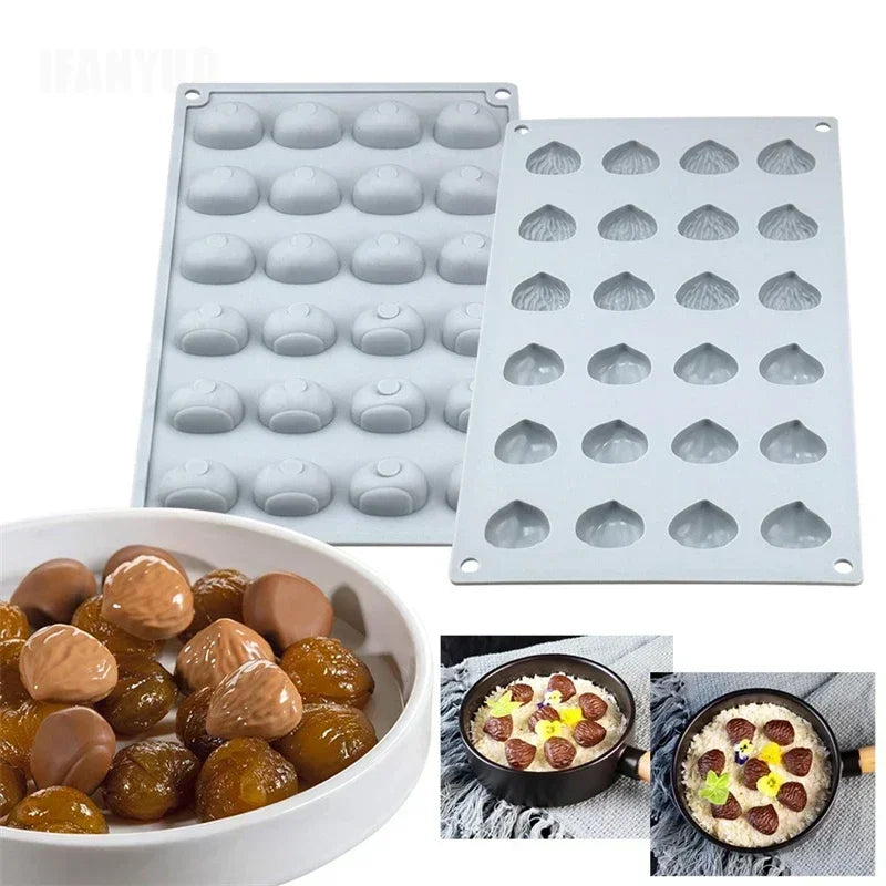 moules silicone gâteaux deco moderne framboise orange champignons cacahuètes fondant tronc arbre
