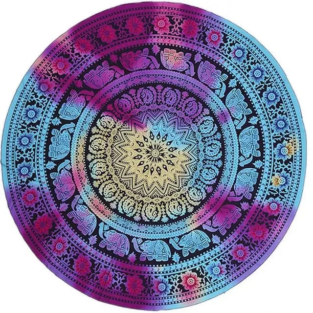 serviette plage ronde motif mandala boho chic coton polyester décorative grande plage été