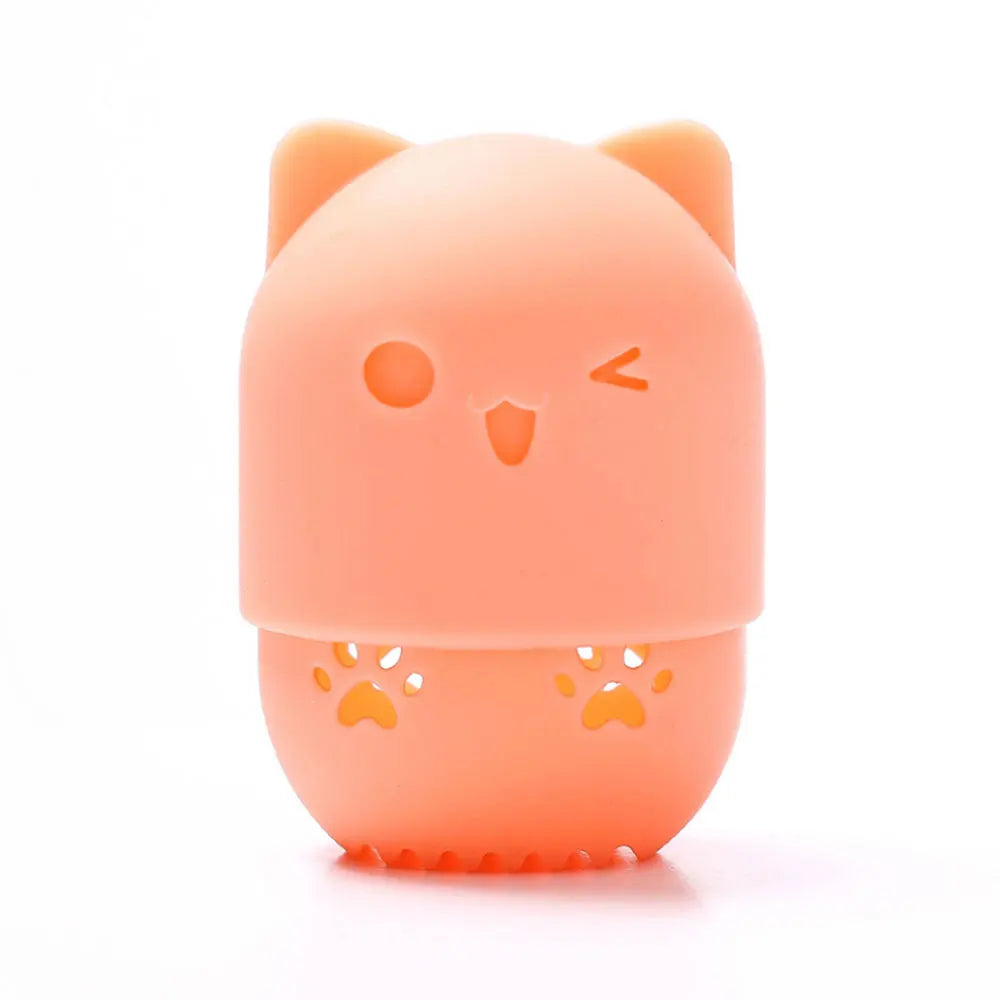 pot savon silicone rose bleu violet animalier brosse nettoyage intégrée texture douce patte chat