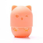 pot savon silicone rose bleu violet animalier brosse nettoyage intégrée texture douce patte chat