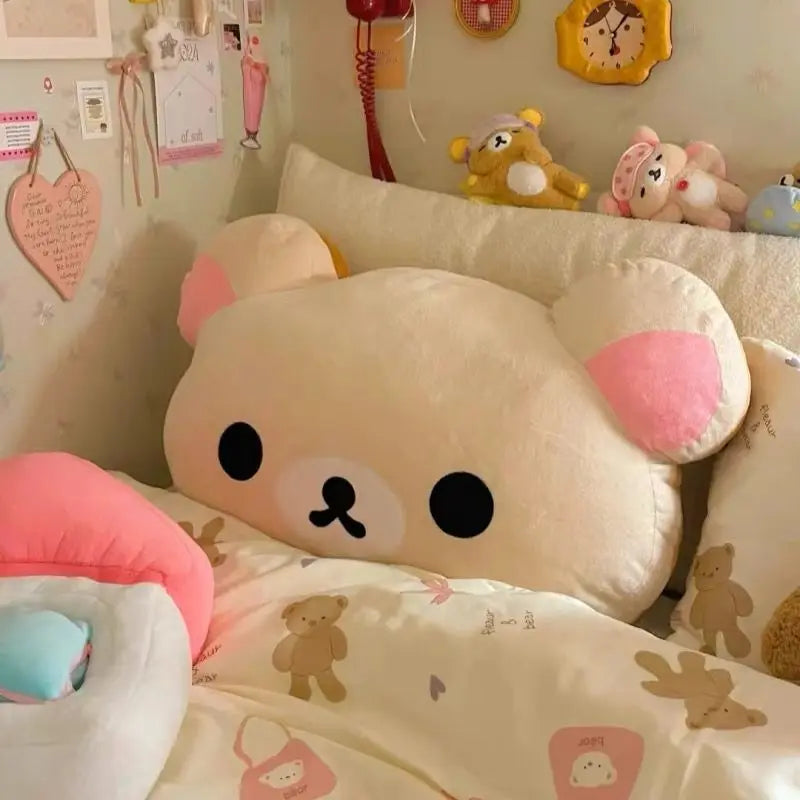 coussin mignon bébé ours visage doux moelleux lit adulte beige marronclair marronn Foncé
