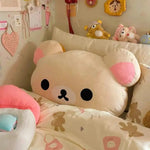 coussin mignon bébé ours visage doux moelleux lit adulte beige marronclair marronn Foncé