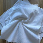 serviettes blanches texturées 30x30cm nettoyage cuisine multipropose antimicrobien écologique softwashable festonnées pack5