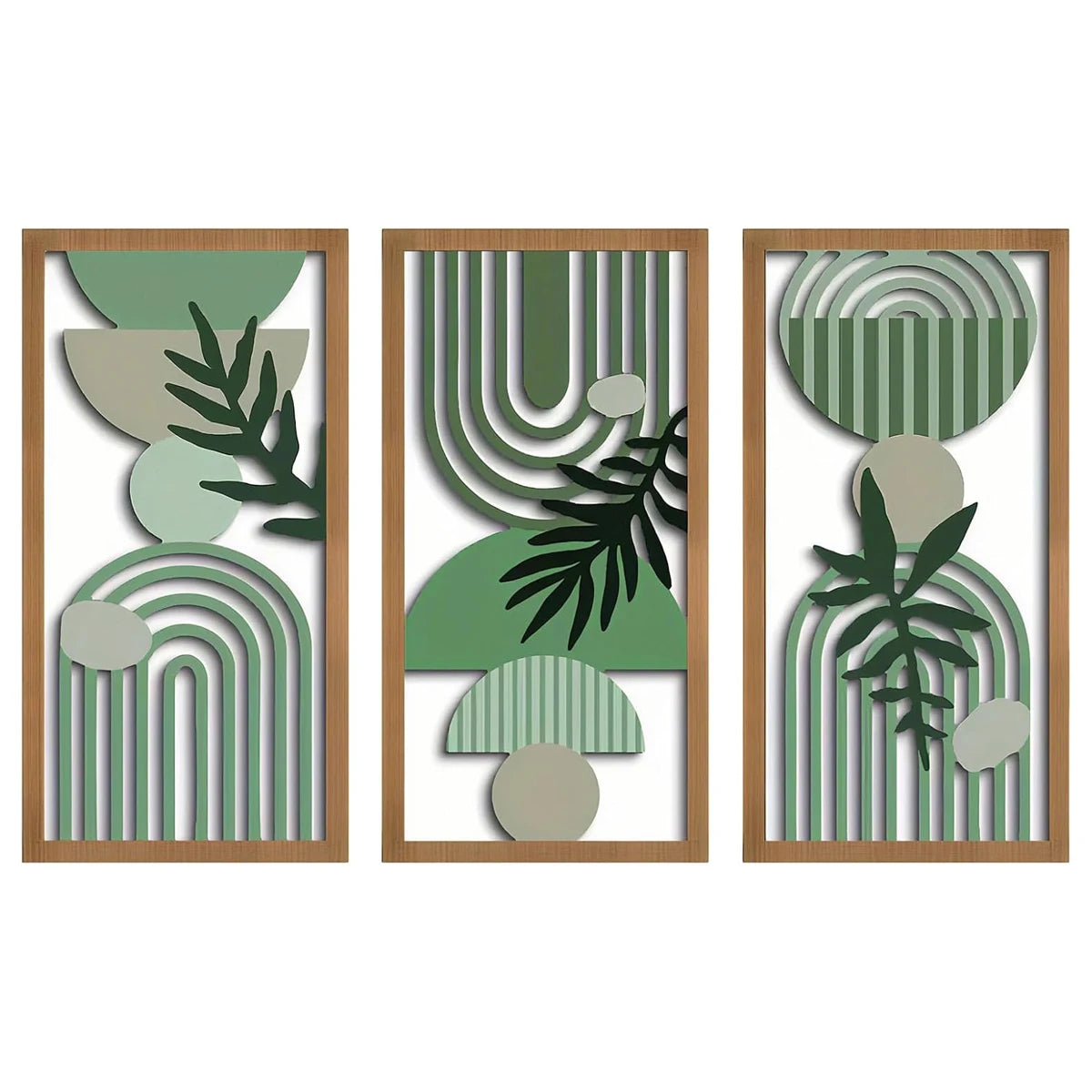 tableaux abstraits bois modernes vert gris beige minimalistes suspension mur