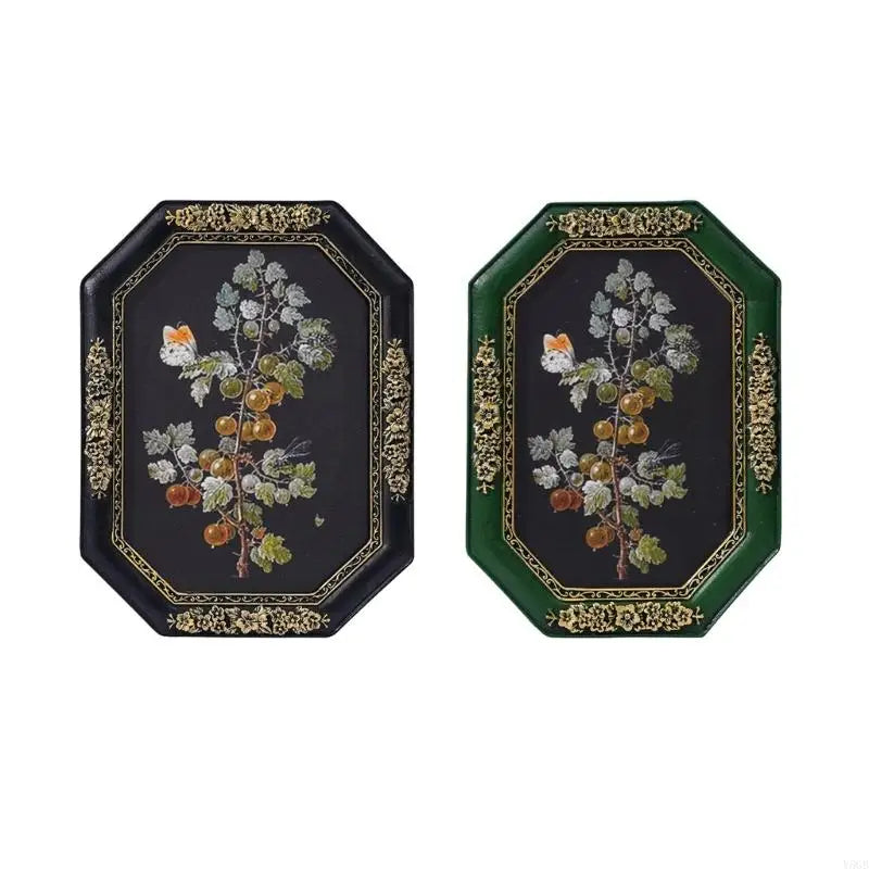 cadre photo rétro décoration murale floral papillon noir vert vintage bohème branches feuilles papillon