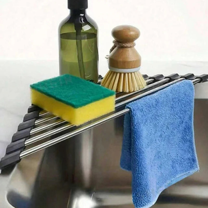 support pliable acier inoxydable moderne éponge brosse serviette évier cuisine