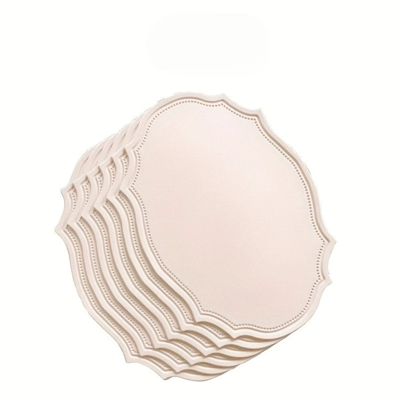 assiettes classiques opaques vert gris beige rose pâle 30x43cm lisses dorées cuillères