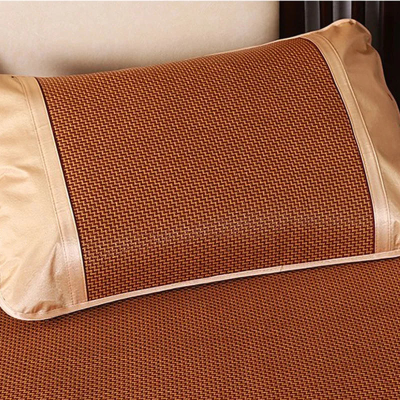 coussin rotin bambou marron clair motif géométrique couverture corporelle massage therapy polyester coton usage