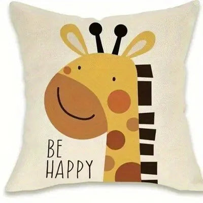 housse coussin animaux savane motif dessin animé enfant joyeux polyester peachskin 40x40cm 45x45cm 50x50cm
