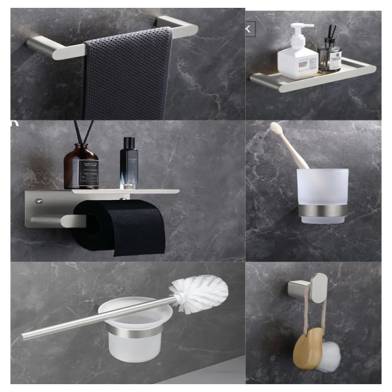 ensemble accessoires salle bain mural porte serviette porte savon porte papier hygiénique métal