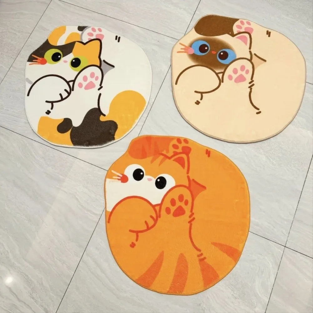 tapis rond orange chaton doux cartoon antidérapant sans bpa sans pvc peluche 50cm maison