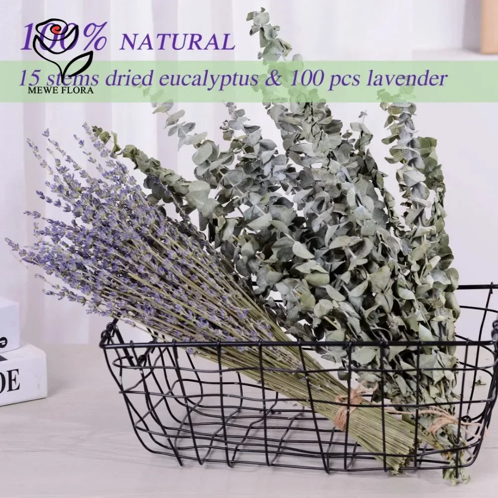 décoration maison bouquet fleurs séchées violettes feuilles vertes naturel rustique anniversaire baby shower