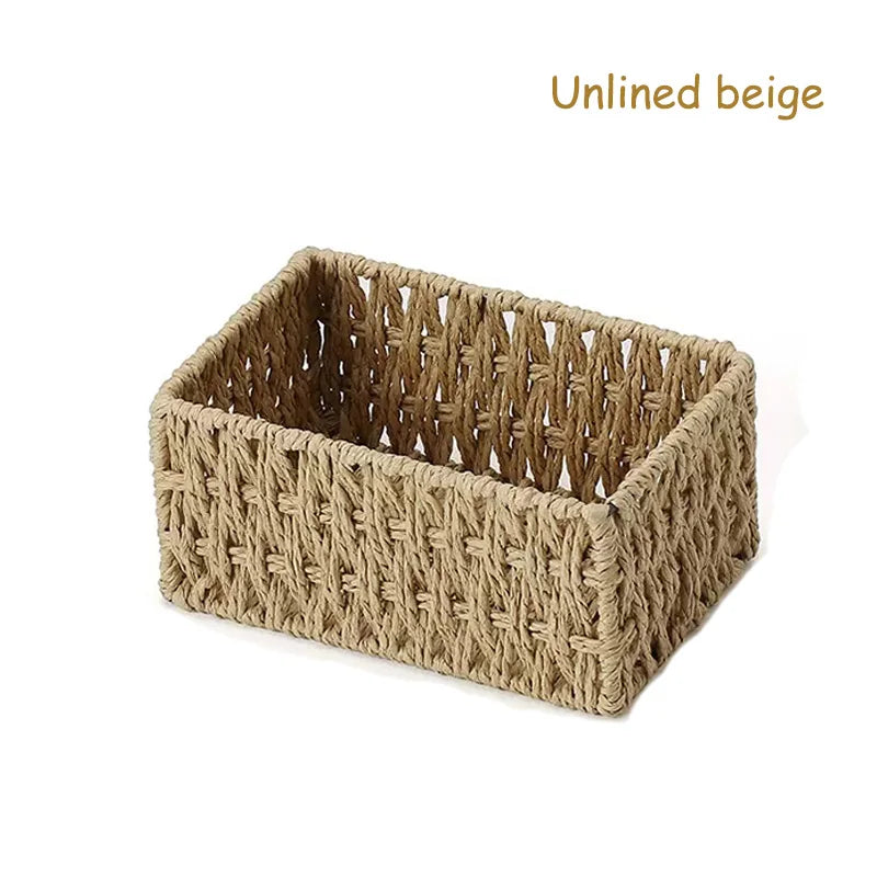 paniers rangement rotin tissage fin couleur beige rustiques rangement multiple respectueux environnement