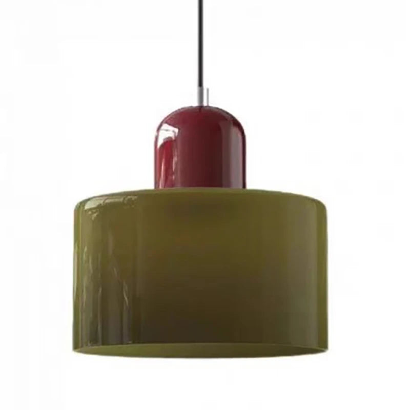 lustre moderne suspendu verre translucide orange vert olive chambre salon étude