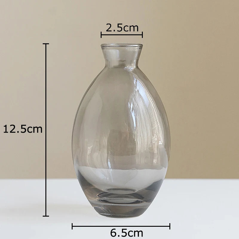 vases hydroponiques modernes transparents marron lisses décoration table plantes fleurs artificielles minimalistes