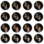 autocollants visage personnalisés 5cm noir doré bleu rose blanc anniversaire moderne adhésifs festifs transparents