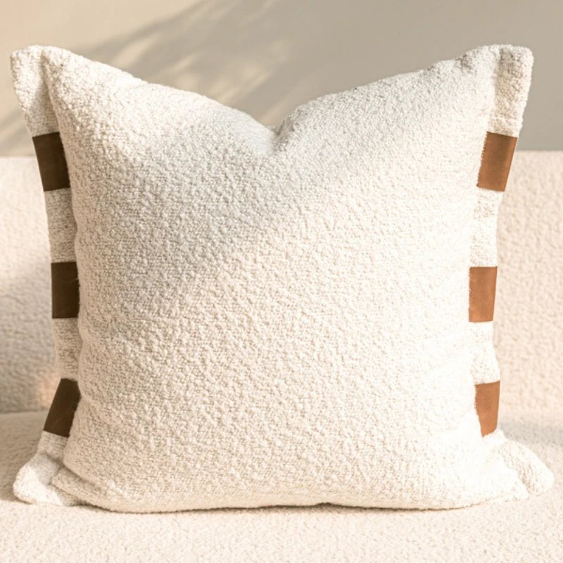 taies d'oreiller géométriques polyester doux moderne beige blanc maison hospitalière