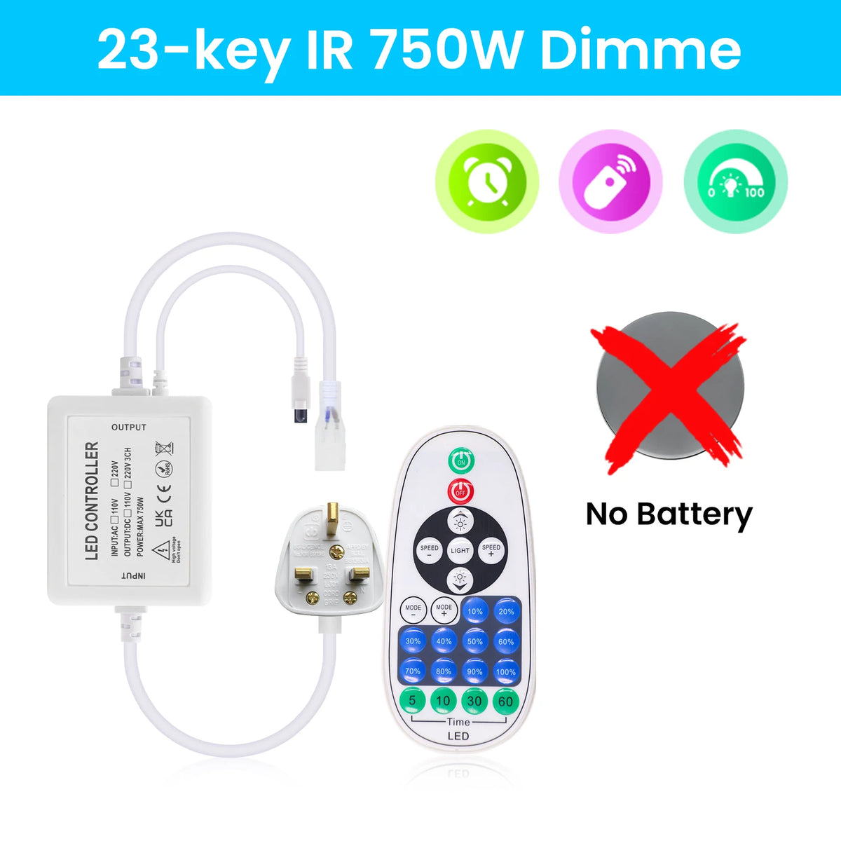 contrôleur led wifi bluetooth rf télécommande prise électrique moderne certifié ul cqc cem fcc