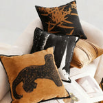 coussin bohème léopard géométrique marron noir blanc décoratif moderne élégant 45x45cm amovible lavable