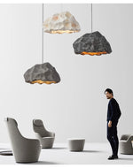 Suspension lumineuse moderne pierre irrégulière gris brun blanc