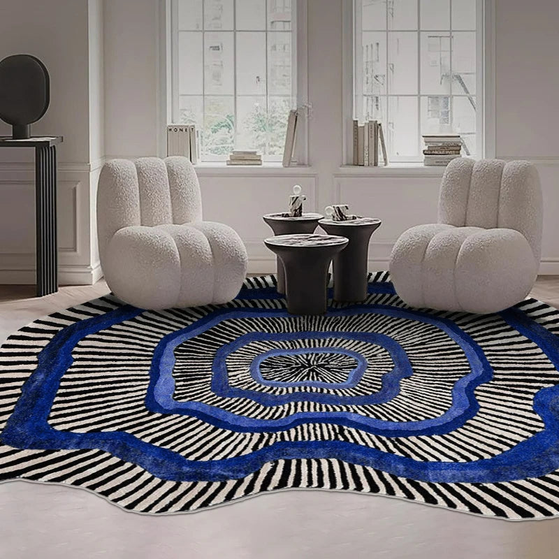 tapis moderne géométrique rayures cercles motifs floraux noir blanc bleu vert polyester salon chambreextérieur
