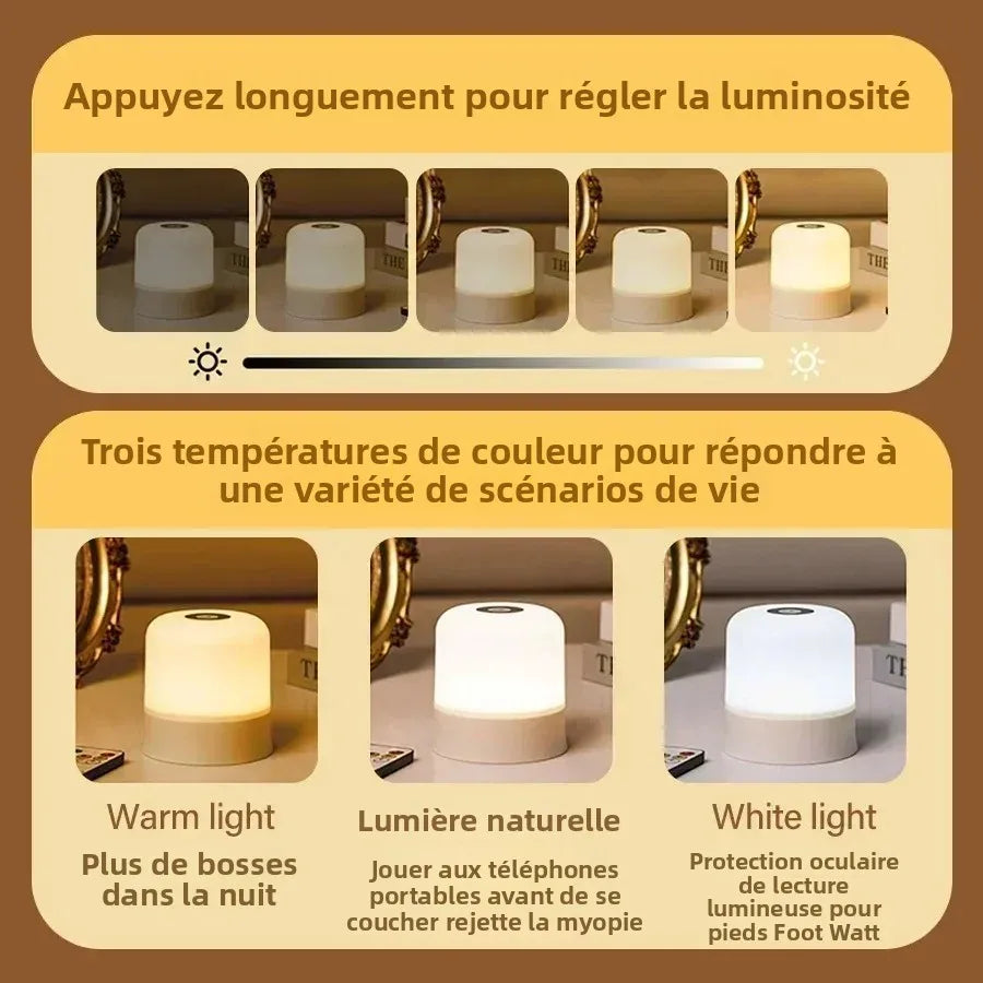 veilleuse tactile rechargeable violet beige moderne télécommande lumière d'ambiance chambre led