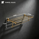 ensemble accessoires salle bain doré porte serviettes mural crochet métal moderne luxe