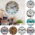 horloge murale bois vintage rustique sans tic tac analogique salon décoration chambre números