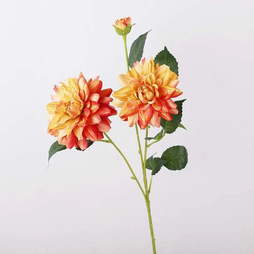Dahlia artificiel moderne fleur pompon rouge rose blanc orange décoration intérieure maison(cube) 76cm