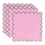 serviettes table classiques fleurs roses jaunes bordure bleue coton rose vert blanc