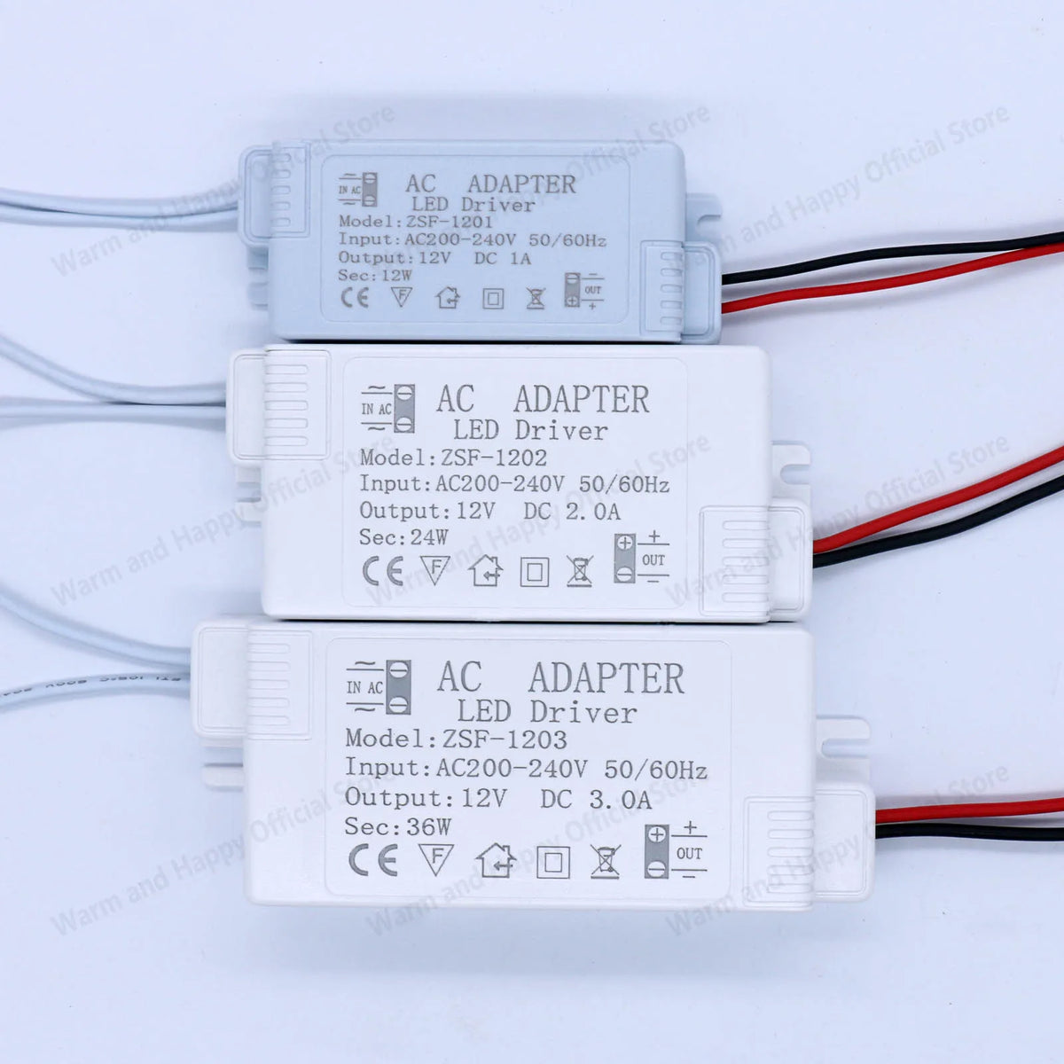 adaptateur led driver 12w 24w 36w 1a 2a 3a tension 12v blanc industriel