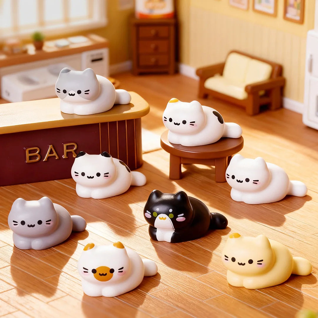 figurines chats mignonnes résine blanche noire grise jaune décoration maison jardin féerique anniversaire