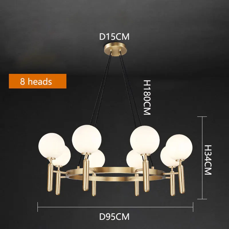 suspension lumineuse moderne or noir sphères translucides métal poli élégante led chambre salon