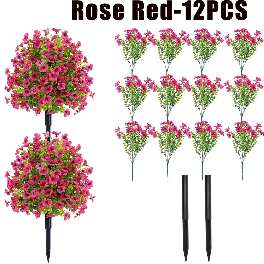 bouquets artificiels violet vert modernes decoration exterieure intérieure 35cm fleurs feuilles