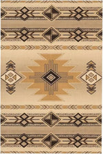 nappe rectangulaire géométrique moderne beige marron foncé triangles losanges réutilisable imperméable table manger