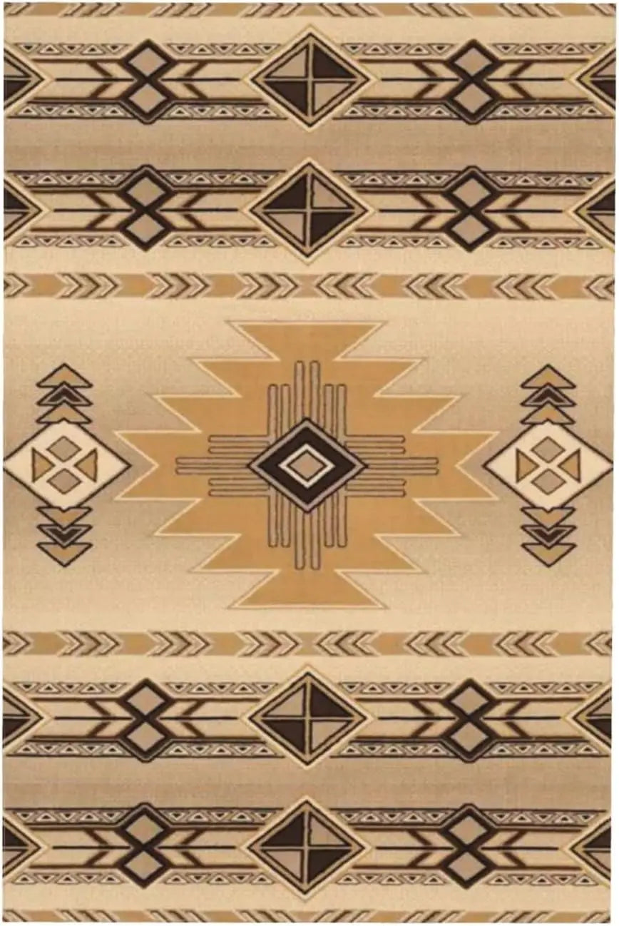 nappe rectangulaire géométrique moderne beige marron foncé triangles losanges réutilisable imperméable table manger