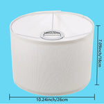 abat jour moderne blanc toile lin hauteur 18cm diamètre 42cm anneau métallique fixations