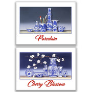 tableaux decoratifs motif fleurs cerisiers bleu blanc contemporains 60x80cm toile coton