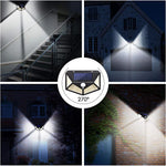 Détail d'une lampe solaire extérieure étanche IP65 avec panneau solaire intégré