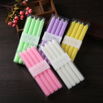 bougies unicolores classiques opaques vert clair rose blanc jaune violet bleu pack bougies générales