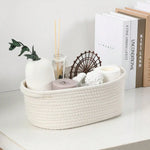corbeille tissée blanche moderne poignées rangement décoration jouets animaux casa vases bougies