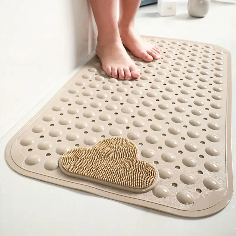 tapis bain moderne bleu clair perforations nuages relief anti dérapage salle bain suction cups